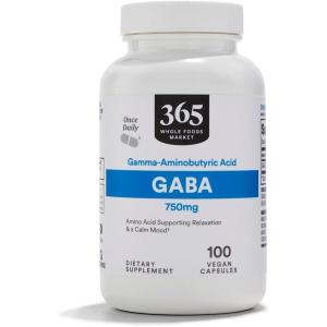 image365 by Whole Foods Market GABA 750Mg 100 Vegetarian Capsules100 Count Pack of 1