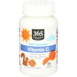image365 by Whole Foods Market Kid Chewable Vitamin C Natural Orange Flavor Vegan 90 Count90 Count Pack of 1