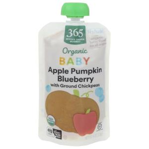 image365 by Whole Foods Market Organic Baby Food For All Stages Apple Pumpkin Blueberry with Chickpea 4 Ounce4 Ounce Pack of 1