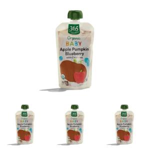 image365 by Whole Foods Market Organic Baby Food For All Stages Apple Pumpkin Blueberry with Chickpea 4 Ounce4 Ounce Pack of 4