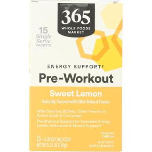 image365 by Whole Foods Market PreWorkout Energy Support with Caffeine SingleServe Packets Sweet Lemon 15 Count