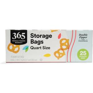 image365 by Whole Foods Market Quart Size Storage Bags Double Zipper 25 Count25 Count Pack of 1