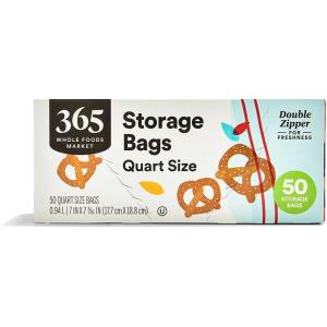 image365 by Whole Foods Market Quart Size Storage Bags Double Zipper 50 Count50 Count