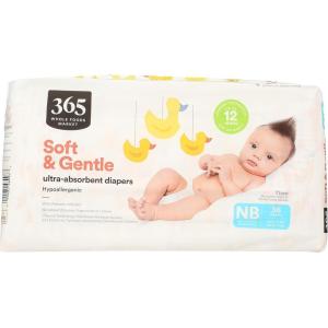 image365 by Whole Foods Market Soft ampamp Gentle Newborn Diapers with Wetness Indicator UltraAbsorbent HypoAllergenic UltraAbsorbent 36 Count36 Count Pack of 1