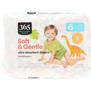 image365 by Whole Foods Market Soft ampamp Gentle Size 6 Diapers with Wetness Indicator UltraAbsorbent HypoAllergenic UltraAbsorbent 20 Count