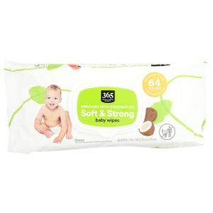image365 by Whole Foods Market Soft ampamp Strong Disposable Baby Wipes Enriched with Coconut Oil 64 Count64 Count Pack of 1