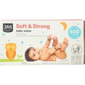 image365 by Whole Foods Market Soft ampamp Strong Disposable Baby Wipes FragranceFree 100 Count Pack of 6