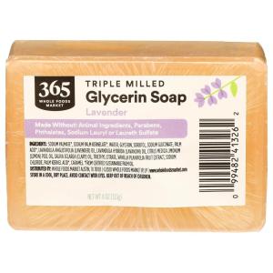 image365 by Whole Foods Market Translucent Lavender Soap Bar Triple Milled Glycerin Soap 4 Ounce
