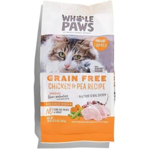imageWhole Paws GrainFree Dry Cat Food Chicken ampamp Pea Recipe Enhanced with Fiber ampamp Prebiotics Indoor Formula 35 lb56 Fl Oz Pack of 1