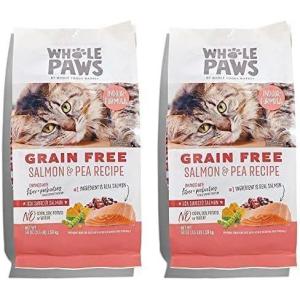 imageWhole Paws GrainFree Dry Cat Food Salmon ampamp Pea Recipe Enhanced with Fiber ampamp Prebiotics Indoor Formula 35 lb35 Pound Pack of 2