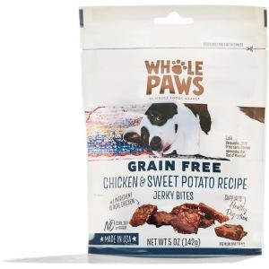 imageWhole Paws Whole Paws Chicken ampamp Sweet Potato Jerky Bites 5 OunceChicken  Sweet Potato