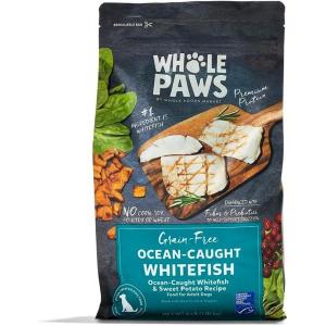 imageWhole Paws by Whole Foods Market GrainFree Adult Dog Food GrassFed Lamb ampamp Garbanzo Bean Recipe 4 PoundWhitefish  Sweet Potato