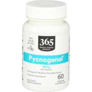 image365 by Whole Foods Market Pycnogenol Maritime Pine Bark Extract 50mg Vegan Capsules 60 Count60 Count Pack of 1
