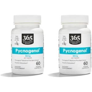 image365 by Whole Foods Market Pycnogenol Maritime Pine Bark Extract 50mg Vegan Capsules 60 Count60 Count Pack of 2