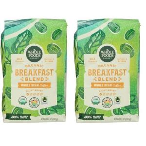 imageWhole Foods Market Organic Breakfast Blend Whole Bean Coffee Light Roast Milk Chocolate Caramel ampamp Citrus 12 Ounce12 Ounce Pack of 2