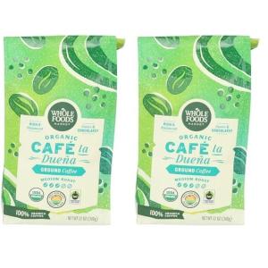 imageWhole Foods Market Organic Caf la Duena Ground Coffee Medium Roast Rich ampamp Balanced Sweet ampamp Chocolatey 12 Ounce12 Ounce Pack of 2