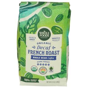 imageWhole Foods Market Organic Decaf Whole Bean Coffee Dark French Roast Smoky ampamp Sweet Smooth ampamp Balanced 12 Ounce12 Ounce Pack of 1