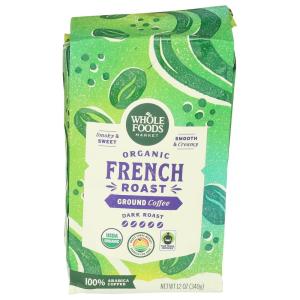 imageWhole Foods Market Organic Ground Coffee Dark French Roast Smoky ampamp Sweet Smooth ampamp Creamy 12 Ounce12 Ounce Pack of 1