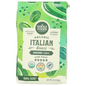 imageWhole Foods Market Organic Ground Coffee Dark Italian Roast Bittersweet Rich ampamp Velvety 12 Ounce12 Ounce Pack of 1