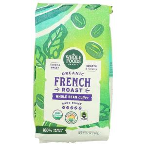 imageWhole Foods Market Organic Whole Bean Coffee Dark French Roast Smoky ampamp Sweet Smooth ampamp Creamy 12 Ounce12 Ounce Pack of 1