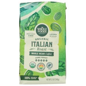 imageWhole Foods Market Organic Whole Bean Coffee Dark Italian Roast Bittersweet Rich ampamp Velvety 12 Ounce12 Ounce Pack of 1