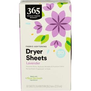 image365 by Whole Foods Market FabricSoftening Dryer Sheets Lavender 80 Count80 Count Pack of 1