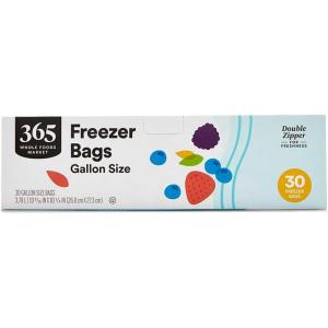 image365 by Whole Foods Market Gallon Size Freezer Bags Double Zipper 30 Count30 Count Pack of 1