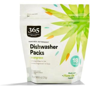 image365 by Whole Foods Market Powdered Detergent Dishwasher Packs Lemongrass Scent 18 Count