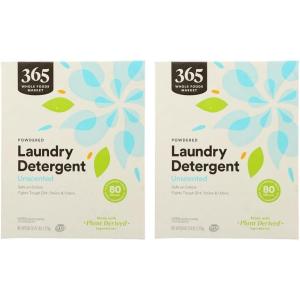 image365 by Whole Foods Market Powdered Laundry Detergent Unscented 80 HE Loads 80 Ounce5 Pound Pack of 2